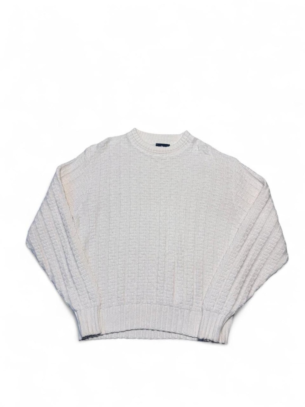 Vintage 90s Woolrich textured knit sweater cream L mens made in USA pullover
